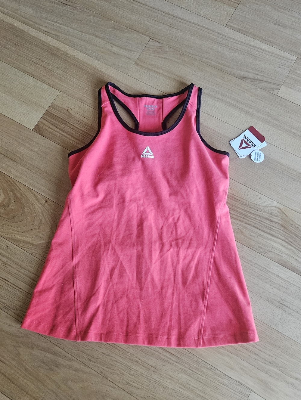 Reebok Coral-Pink Sports Tank with Black Trim